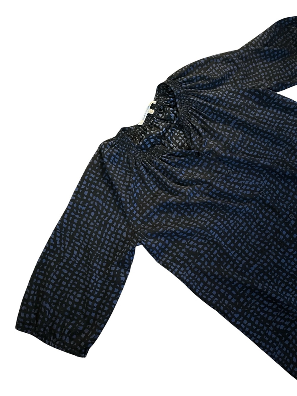 Collective Concepts Navy and Black Button-Front Patterned Shirt/Dress Size Large - Picture 4 of 6